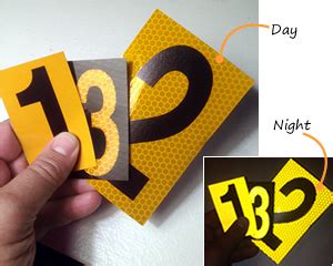 Adhesive Numbers & Letters Labels - Reflective, Vinyl Cloth, Mylar