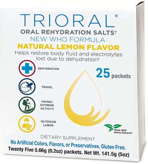 Buy TRIORAL Natural Lemon w/ Stevia Oral Rehydration Salts (World Organization New Formula for ...