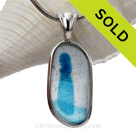 Tropical Lighthouse- Mixed Electric Blue Multi Sea Glass Pendant In ...