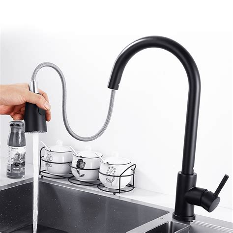 Kitchen Mixer Taps Pull Out 360 Rotate Spout Spray Sink Basin Faucet ...