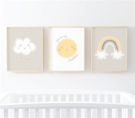 You are my sunshine wall art set of nursery prints unique | Etsy