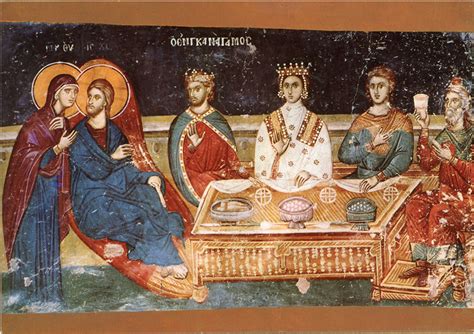 Wedding at Cana Icon (14th Century Fresco) - OrthodoxGifts.com