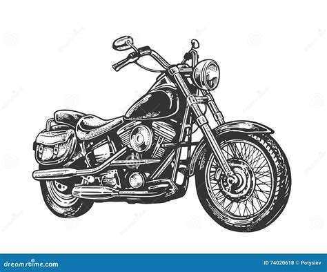 Hand-drawn Vintage Motorcycle. Classic Chopper. Royalty-Free Cartoon | CartoonDealer.com #88441889