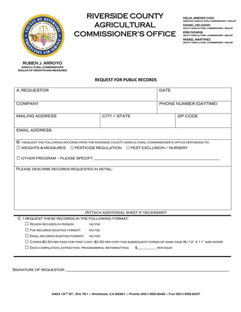 County of Riverside, California Request for Public Records - Fill Out ...