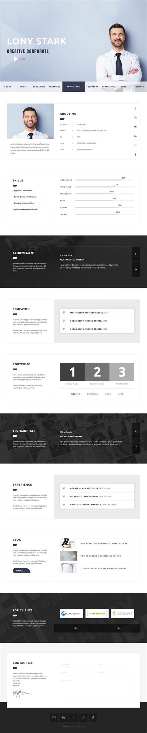 'CVitae' is a One Page HTML Resume template built to present your CV online. The long scrolling ...