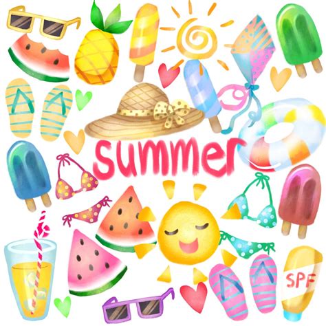 Summer Clipart, Summer Vector Clip Art, Beach Clipart, Kite, Sunglasses ...