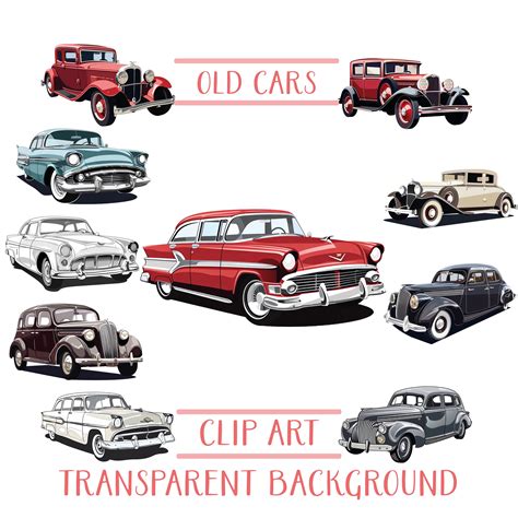 Old Cars Clipart Bundle, Old Cars Png Bundle, Vintage Cars Png Files ...