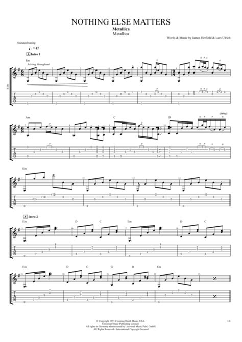 Nothing Else Matters by Metallica - Full Score Guitar Pro Tab ...