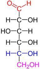 D-glucose is an aldohexose with the formula (C·H2O)6. The red atoms ...