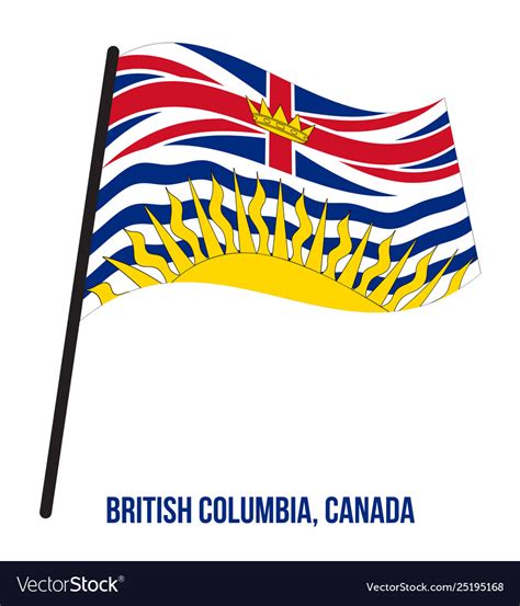 British columbia flag waving on white background Vector Image