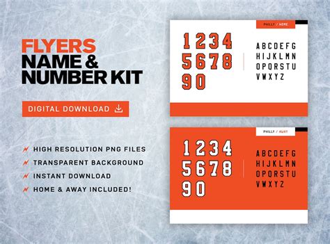 Flyers Numbers & Letters High-res Digital PNG Files for Jerseys ...