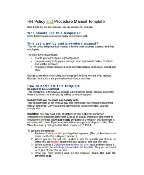 HR Policy Template - 20+ Free Word, Excel, PDF Documents Download ...