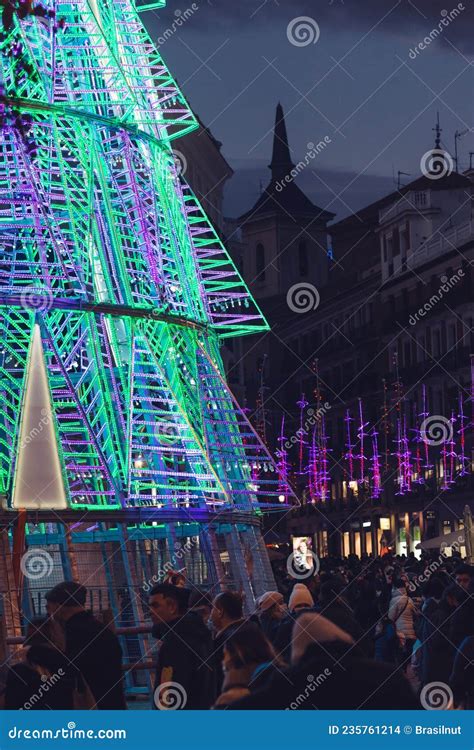 People Have Fun in Christmas Time in Puerta Del Sol, Madrid, Spain Editorial Stock Image - Image ...