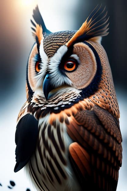 Free AI Image | A close up of a owl with a red eye