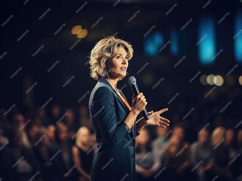 Premium Photo | Female motivational speaker on Stage talking about how ...