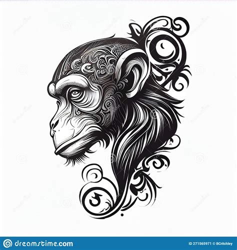 Monkey tattoo ink design stock illustration. Illustration of abstract - 271565971