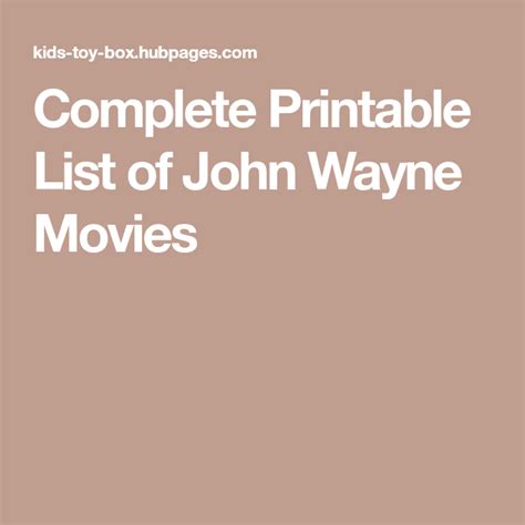 Printable List Of John Wayne Movies - Printable Templates