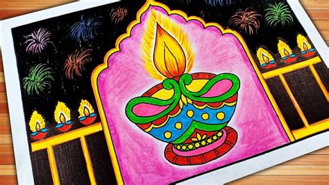 Diwali Drawing Easy | Diwali Diya Drawing | Diwali Painting | Diwali ...