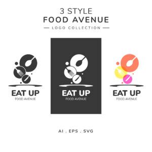 Eat Up 3 Style Food Avenue Logo Collection | MasterBundles