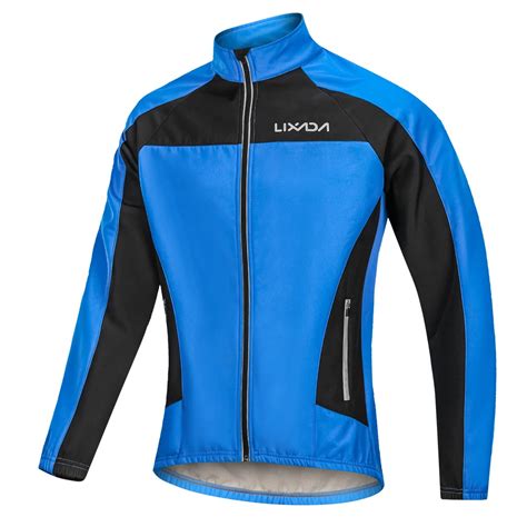 Lixada Men's Winter Cycling Jacket Windproof Thermal Fleece Long Sleeve Riding Cycling Jacket ...