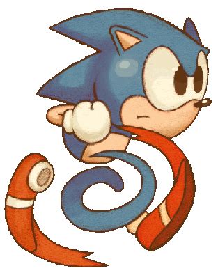 sonic the hedgehog is flying through the air with his tail curled up ...