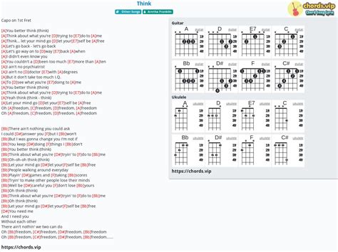 Chord: Think - tab, song lyric, sheet, guitar, ukulele | chords.vip