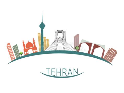 Azadi Tower in Iran - Tehran Vector Illustration Set Stock Vector ...