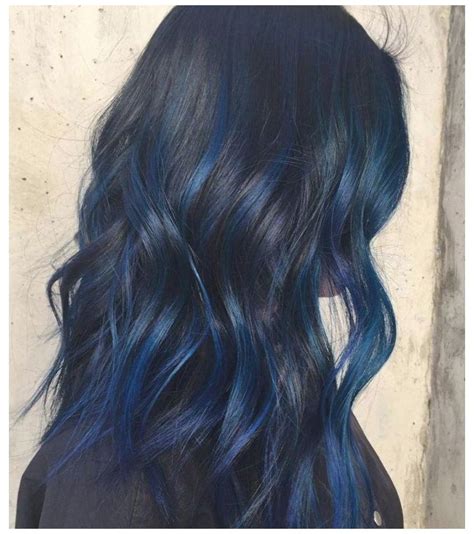 blue hair highlights | Midnight blue hair, Blue hair highlights, Hair color for black hair