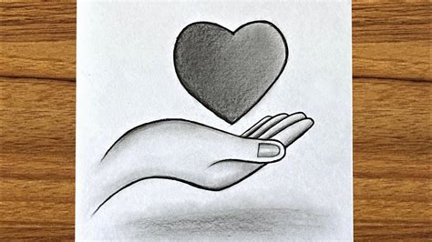 Pencil drawing of hand with heart || Easy drawing ideas for beginners || Step by step drawing ...