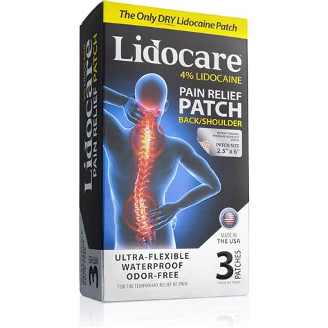 Lidocare 4% Lidocaine Pain Relief Patches Back/Shoulder - 3 Each - The Online Drugstore