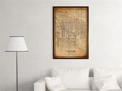 Tucson Vintage Map Poster Tucson Old Map Grunge Tucson Map | Etsy