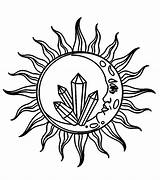 Boho Sun Moon And Crystals coloring Page  Download Print Or Color sketch template