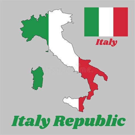 Map Outline Country Shaped Like a Boot and Flag of Italy, it is a ...