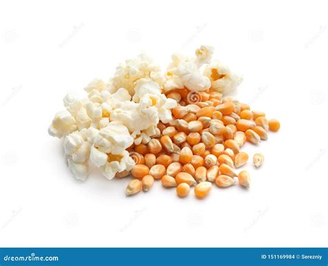 Delicious Popcorn and Kernels on White Background Stock Photo - Image of ingredient, recipe ...