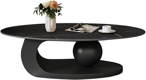Amazon.com: LITFAD Modern Stone Coffee Table with Abstract Metal Base Living Room Table Center ...