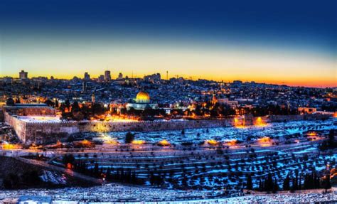 israel, Houses, Temples, Winter, Night, Street, Lights, Jerusalem ...