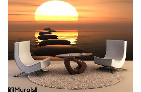 Zen Path Stones Sunset Wall Mural