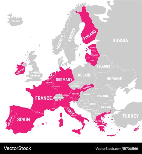 Map of eurozone states using euro currency grey Vector Image