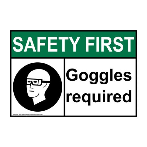 ANSI Goggles Required Sign With Symbol ASE-35855