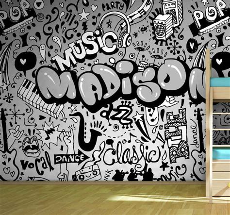 Cool music themed name custom murals - TenStickers