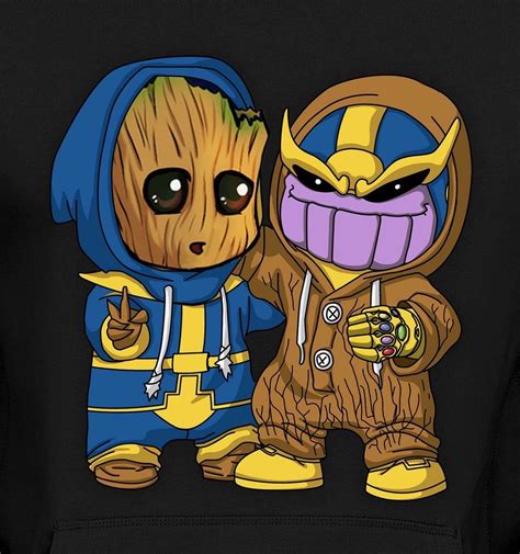 Baby Groot [as Thanos] & Thanos [as Baby Groot] (Drawing by Unknown) #GuardiansOfTheGalaxy2 Cute ...