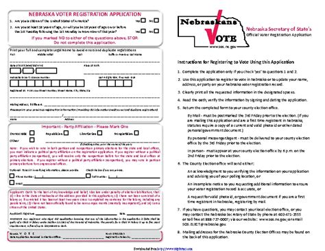 Nebraska Voter Registration Form - PDFSimpli