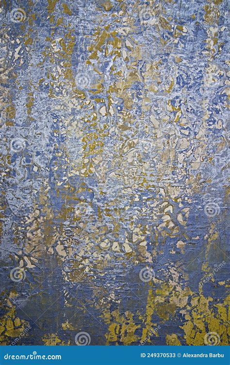 Abstract Blue Gold Painted Wall Texture, Grunge Art, Unique Modern Home ...