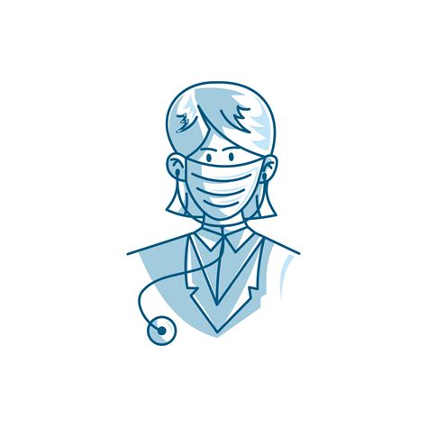 Illustration of Female doctor character wearing mask 1857407 Vector Art at Vecteezy