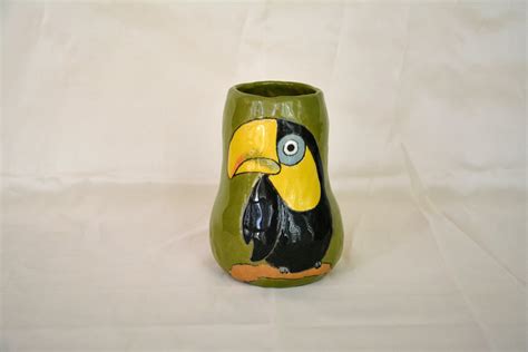 Tukan handmade vase — buy a vase with a picture of a bird Toucan