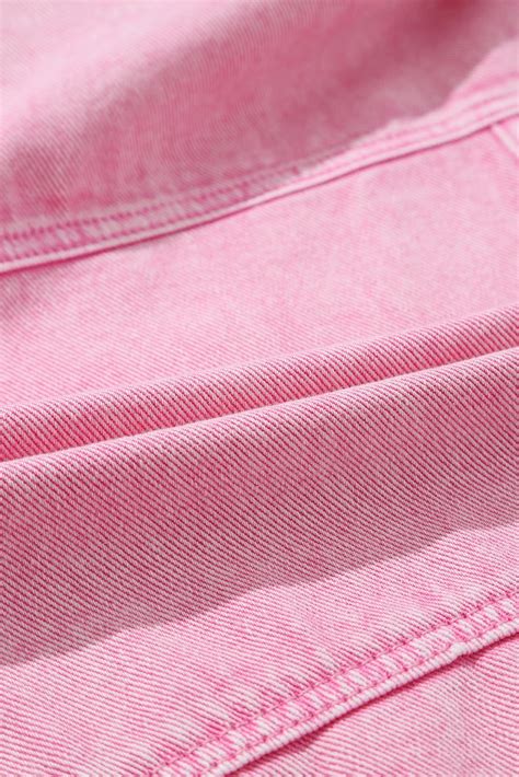 Pink Rivet Studded Pocketed Denim Jacket | Denim fabric, Collars, Denim jacket
