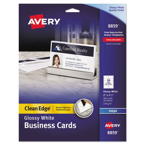 AVE8859 | Avery® 8859 True Print Clean Edge Business Cards, Inkjet, 2 x ...