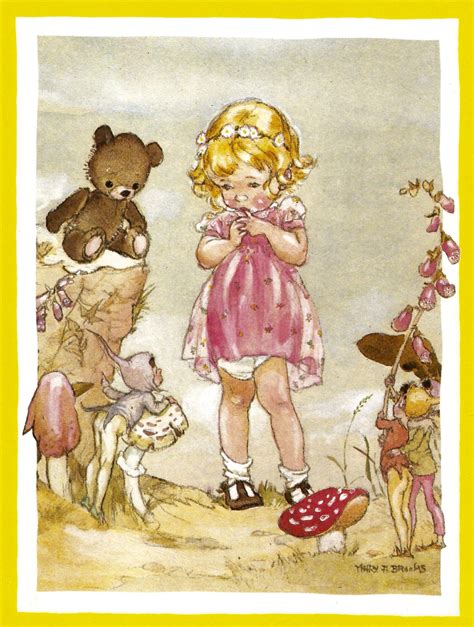 Vintage children's book illustration little girl pink