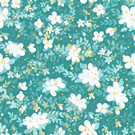 Premium AI Image | Turqoise and white floral wallpaper