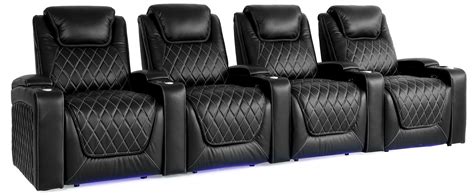 Valencia Theater Seating 130.75'' Wide Genuine Leather Home Theater Seating with Cup Holder ...